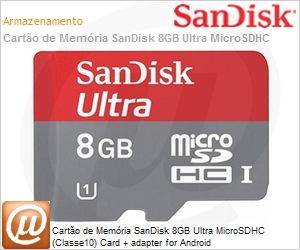 SDSDQUAN-008G-G4A - Carto de Memria SanDisk 8GB Ultra MicroSDHC (Classe10) Card + adapter for Android (SDSDQUAN-008G-G4 T)