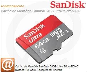 SDSDQUAN-064G-G4A - Carto de Memria SanDisk 64GB Ultra MicroSDHC (Classe 10) Card + adapter for Android (SDSDQUAN-064G-G4 T)