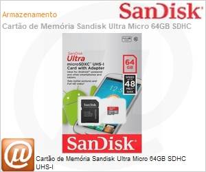 SDSQUNB-064G-GN3MA - Carto de Memria Sandisk Ultra Micro 64GB SDHC UHS-I
