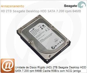 ST2000DM001 - Unidade de Disco Rgido (HD) 2TB Seagate Desktop HDD SATA 7.200 rpm 64MB Cache 6GB/s com NCQ (antigo Barracuda)