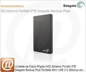 STDR2000100 - Unidade de Disco Rgido (HD) Externo Porttil 2TB Seagate Backup Plus Portable Slim USB 3.0 (Backup em disco e em nuvem) Preto
