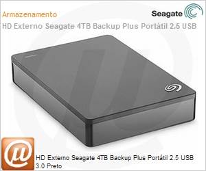 STDR4000100 - HD Externo Seagate 4TB Backup Plus Porttil 2.5 USB 3.0 Preto