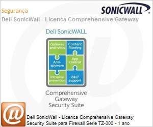 01-SSC-0638 - Dell SonicWall - Licenca Comprehensive Gateway Security Suite para Firewall Serie TZ-300 - 1 ano