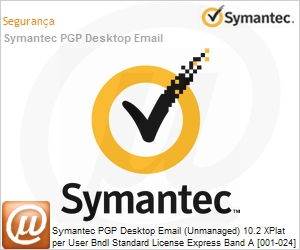 SDYVXZF0-AI1EA - Symantec PGP Desktop Email (Unmanaged) 10.2 XPlat per User Bndl Standard License Express Band A [001-024] UPGRADE Assurance 12 Meses 