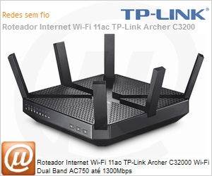 Archer-C3200 - Roteador Internet Wi-Fi 11ac TP-Link Archer C32000 Wi-Fi Dual Band AC750 at 1300Mbps