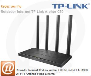 ArcherC80 - Roteador Internet TP-Link Archer C80 MU-MIMO AC1900 Wi-Fi 4 Antenas Fixas Externa 
