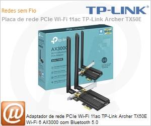 ArcherTX50E - Adaptador de rede PCIe Wi-Fi 11ac TP-Link Archer TX50E Wi-Fi 6 AX3000 com Bluetooth 5.0