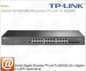 TL-SG3428 - Switch Gigabit 28 portas TP-Link TL-SG3428 (24 x Gigabit; 4 x SFP) Gerencivel 