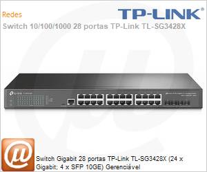TL-SG3428X - Switch Gigabit 28 portas TP-Link TL-SG3428X (24 x Gigabit; 4 x SFP 10GE) Gerencivel