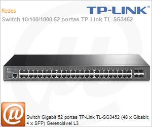 TL-SG3452 - Switch Gigabit 52 portas TP-Link TL-SG3452 (48 x Gigabit; 4 x SFP) Gerencivel L3 