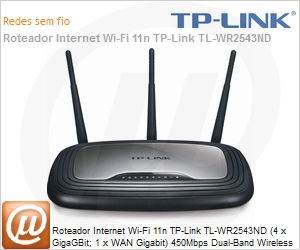 TL-WR2543ND - Roteador Internet Wi-Fi 11n TP-Link TL-WR2543ND (4 x GigaGBit; 1 x WAN Gigabit) 450Mbps Dual-Band Wireless N Gigabit Router