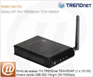 TEW-650AP - Ponto de acesso 11n TRENDnet TEW-650AP (1 x 10/100) Antena dipolar 2dBi 802.11b/g/n (54/150Mbps)