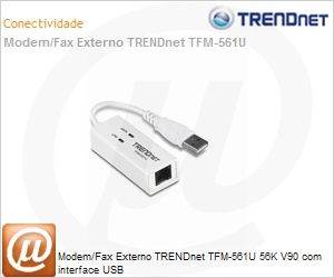 TFM-561U - Modem/Fax Externo TRENDnet TFM-561U 56K V90 com interface USB