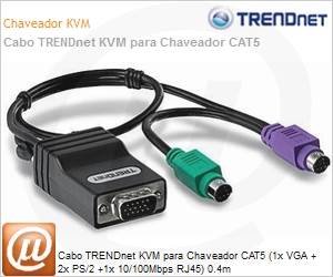 TK-CAT5P - Cabo TRENDnet KVM para Chaveador CAT5 (1x VGA + 2x PS/2 +1x 10/100Mbps RJ45) 0.4m