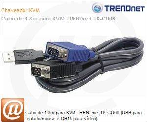 TK-CU06 - Cabo de 1.8m para KVM TRENDnet TK-CU06 (USB para teclado/mouse e DB15 para vdeo)