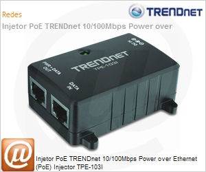 TPE-103I - Injetor PoE TRENDnet 10/100Mbps Power over Ethernet (PoE) Injector TPE-103I