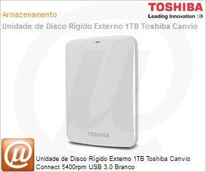 HDTC710XW3A1 - Unidade de Disco Rgido Externo 1TB Toshiba Canvio Connect 5400rpm USB 3.0 Branco