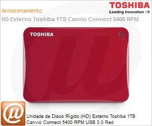 HDTC810XR3A1 - Unidade de Disco Rgido (HD) Externo Toshiba 1TB Canvio Connect 5400 RPM USB 3.0 Red