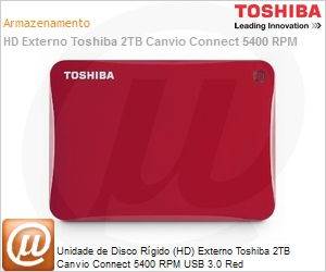 HDTC820XR3C1 - Unidade de Disco Rgido (HD) Externo Toshiba 2TB Canvio Connect 5400 RPM USB 3.0 Red