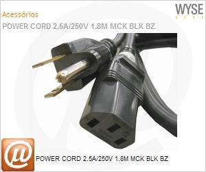 728554-07L - POWER CORD 2.5A/250V 1.8M MCK BLK BZ