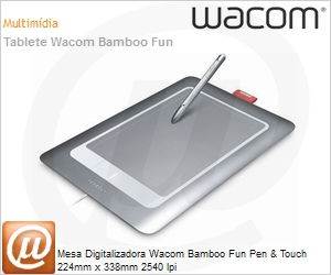 CTH661L - Mesa Digitalizadora Wacom Bamboo Fun Pen & Touch 224mm x 338mm 2540 lpi