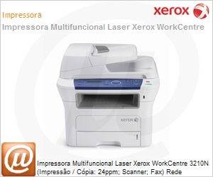 100N02705 - Impressora Multifuncional Laser Xerox WorkCentre 3210N (Impresso / Cpia: 24ppm; Scanner; Fax) Rede
