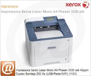 3330-DNI-MO-NO - Impressora Xerox Laser Mono A4 Phaser 3330 at 42ppm Duplex Bandeja 250 fls (USB/Rede/WiFi) (110V)