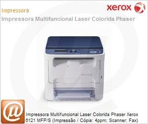 6121MFP-S-MO-NO - Impressora Multifuncional Laser Colorida Phaser Xerox 6121 MFP/S (Impresso / Cpia: 4ppm; Scanner; Fax) (Partnumber alternativo 100S12893)