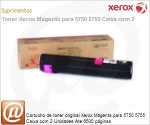 006R00863-NO - Cartucho de toner original Xerox Magenta para 5750 5755 Caixa com 2 Unidades Ate 6500 pginas