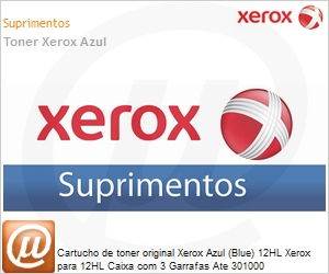 006R01191-NO - Cartucho de toner original Xerox Azul (Blue) 12HL Xerox para 12HL Caixa com 3 Garrafas Ate 301000