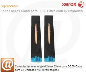 006R01248-NO - Cartucho de toner original Xerox Ciano para DC55 Caixa com 02 Unidades Ate 18750 pginas