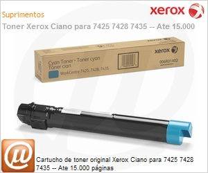 006R01402-NO - Cartucho de toner original Xerox Ciano para 7425 7428 7435 -- Ate 15.000 pginas