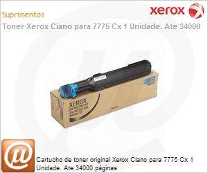 006R01404-NO - Cartucho de toner original Xerox Ciano para 7775 Cx 1 Unidade. Ate 34000 pginas