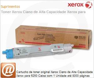 106R00672NO - Cartucho de toner original Xerox Ciano de Alta Capacidade Xerox para 6250 Caixa com 1 Unidade at 8000 pginas