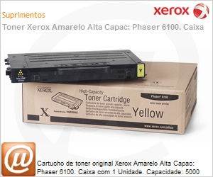 106R00682NO - Cartucho de toner original Xerox Amarelo Alta Capac: Phaser 6100. Caixa com 1 Unidade. Capacidade: 5000 pginas