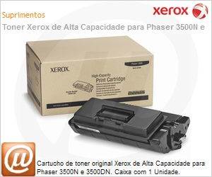 106R01149NO - Cartucho de toner original Xerox de Alta Capacidade para Phaser 3500N e 3500DN. Caixa com 1 Unidade.