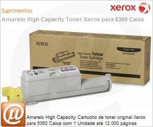 106R01220NO - Amarelo High Capacity Cartucho de toner original Xerox para 6360 Caixa com 1 Unidade at 12.000 pginas