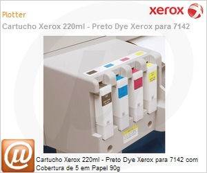 106R01300-NO - Cartucho Xerox 220ml - Preto Dye Xerox para 7142 com Cobertura de 5 em Papel 90g
