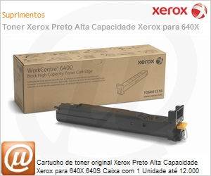 106R01316NO - Cartucho de toner original Xerox Preto Alta Capacidade Xerox para 640X 640S Caixa com 1 Unidade at 12.000 Pagina