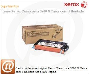 106R01400-NO - Cartucho de toner original Xerox Ciano para 6280 N Caixa com 1 Unidade Ate 5.900 Pagina