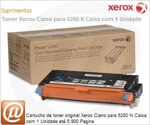 106R01400NO - Cartucho de toner original Xerox Ciano para 6280 N Caixa com 1 Unidade at 5.900 Pagina