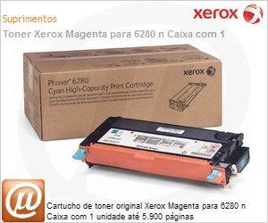 106R01401 - Cartucho de toner original Xerox Magenta para 6280 n Caixa com 1 unidade at 5.900 pginas