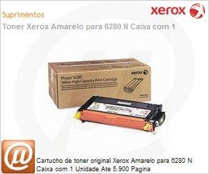106R01402-NO - Cartucho de toner original Xerox Amarelo para 6280 N Caixa com 1 Unidade Ate 5.900 Pagina