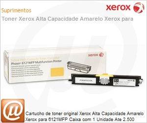 106R01475-NO - Cartucho de toner original Xerox Alta Capacidade Amarelo Xerox para 6121MFP Caixa com 1 Unidade Ate 2.500 pginas