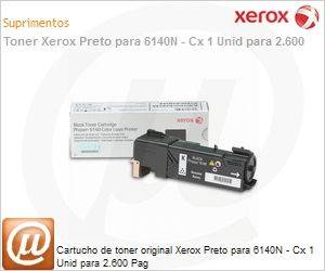 106R01484NO - Cartucho de toner original Xerox Preto para 6140N - Cx 1 Unid para 2.600 Pag