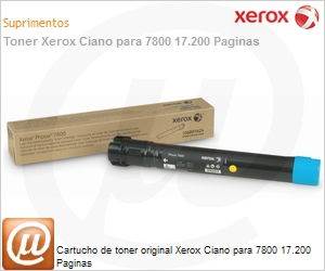 106R01570-NO - Cartucho de toner original Xerox Ciano para 7800 17.200 Paginas