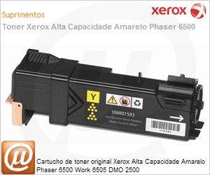 106R01603-NO - Cartucho de toner original Xerox Alta Capacidade Amarelo Phaser 6500 Work 6505 DMO 2500