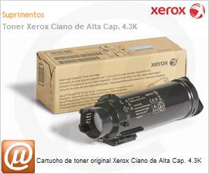 106R03693NO - Cartucho de toner original Xerox Ciano de Alta Cap. 4.3K