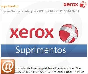 113R70321NO - Cartucho de toner original Xerox Preto para D340 S340 S332 S440 S441 S432 S433 - Cx. com 1 Unid - 23k Pgs