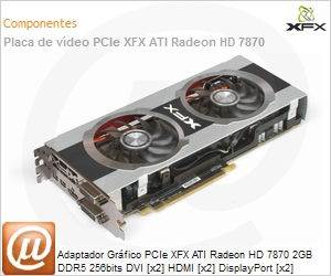 FX-787A-CDFC - Adaptador Grfico PCIe XFX ATI Radeon HD 7870 2GB DDR5 256bits DVI [x2] HDMI [x2] DisplayPort [x2] (Suporta at 6 displays simultaneamente)